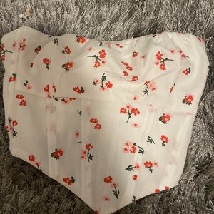 Princess Polly Ivy Corset Top White Floral SIZE 0
